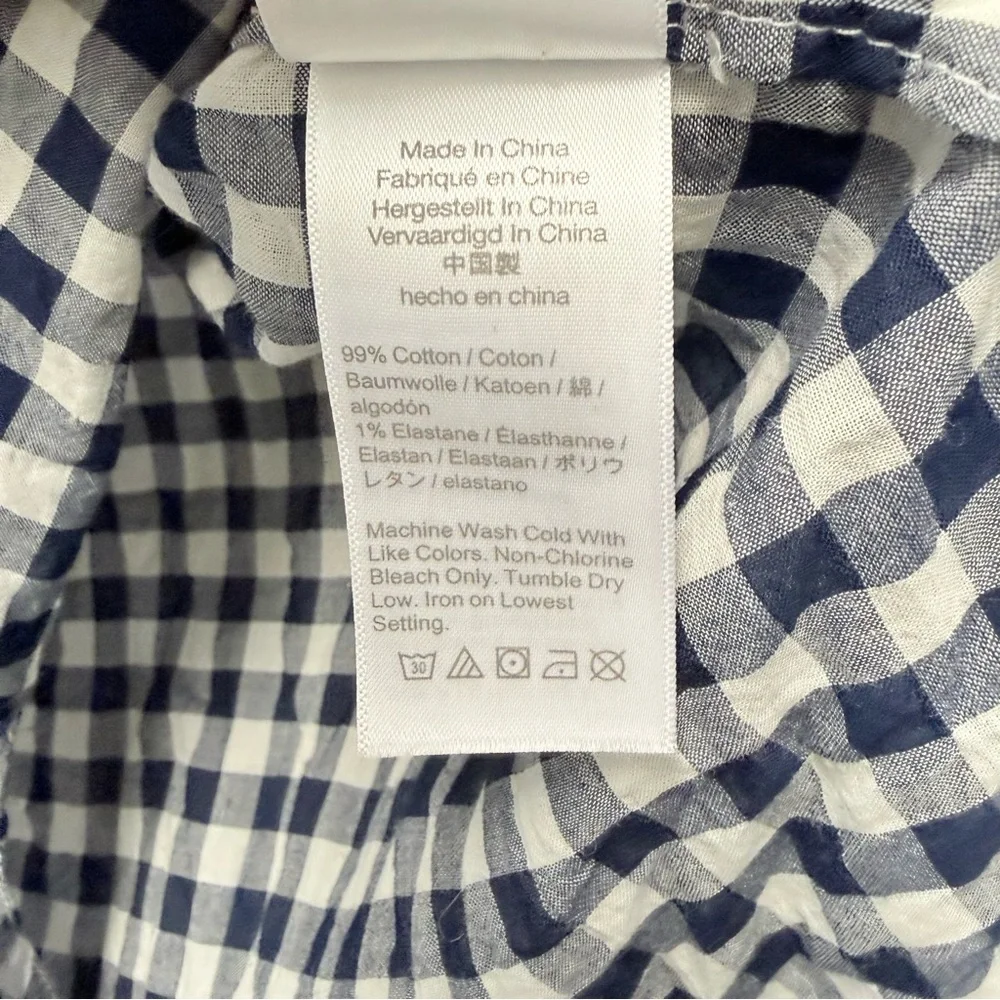 J. Crew Gingham Lightweight Cotton Button Down Shirt, Navy & White | 6